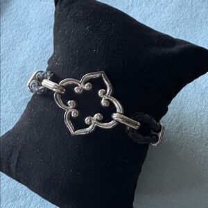 Brighton Silver and Black leather Bracelet